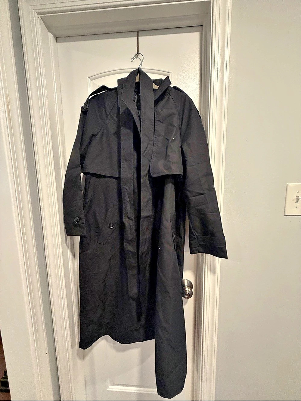 Banana Republic Black Trench Coat Size Large Petite NWT